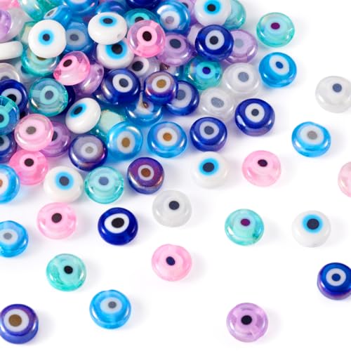 Elecrelive Evil Eye Perlen in 7 Farben, bunt, flach, rund, Lampwork-Abstandshalter, 8 mm, Augapfel-Stil, böser Blick-Anhänger für DIY-Armbänder, Halsketten, Ohrringe, Schmuckherstellung, 175 Stück Elecrelive Evil Eye Perlen in 7 Farben, bunt, flach, rund, Lampwork-Abstandshalter, 8 mm, Augapfel-Stil, böser Blick-Anhänger für DIY-Armbänder, Halsketten, Ohrringe, Schmuckherstellung, 175 Stück von EEE ELECRELIVE
