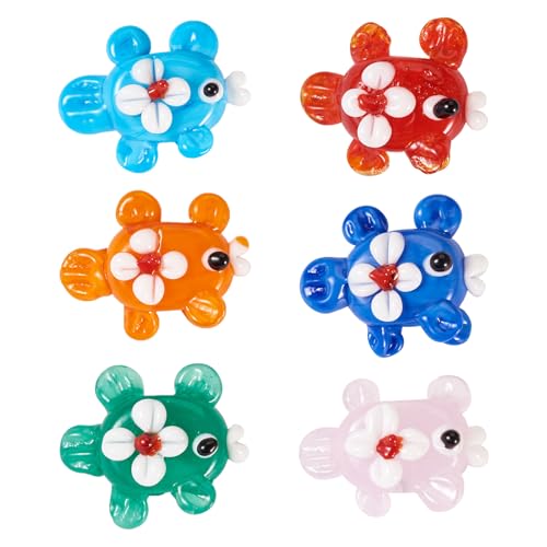 Elecrelive Fischperlen zur Schmuckherstellung, Goldfisch mit Blume, Lampwork-Perlen, 6 Farben, Ozeanglas-Anhänger zum Basteln, für Halsketten, Ohrringe, Armbänder, 6 Stück Elecrelive Fischperlen zur Schmuckherstellung, Goldfisch mit Blume, Lampwork-Perlen, 6 Farben, Ozeanglas-Anhänger zum Basteln, für Halsketten, Ohrringe, Armbänder, 6 Stück von EEE ELECRELIVE