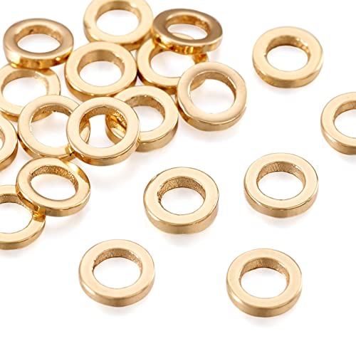 Elecrelive Flache runde Abstandshalter, 18 Karat vergoldet, lose Perlen, 5 mm, goldene Metall-Schmuck-Abstandshalter für Schmuck, Armbänder, Halsketten, 20 Stück von EEE ELECRELIVE