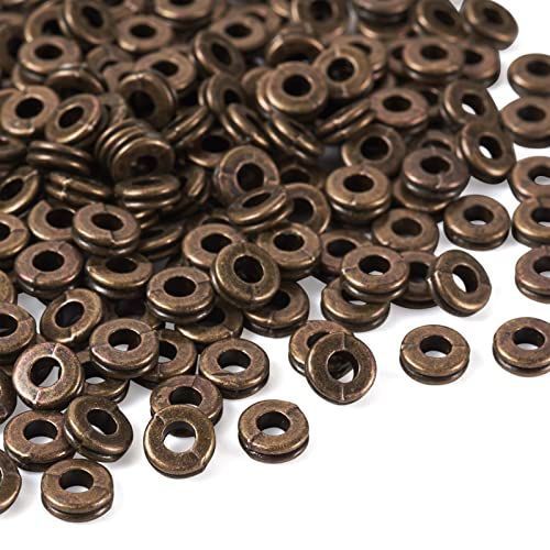 Elecrelive Flache runde Abstandshalter, Antik Bronze, Donut-Perlen, lose Perlen, 6 mm, Metall-Schmuck-Abstandshalter für Schmuck, Armband, Halskette, 200 Stück von EEE ELECRELIVE