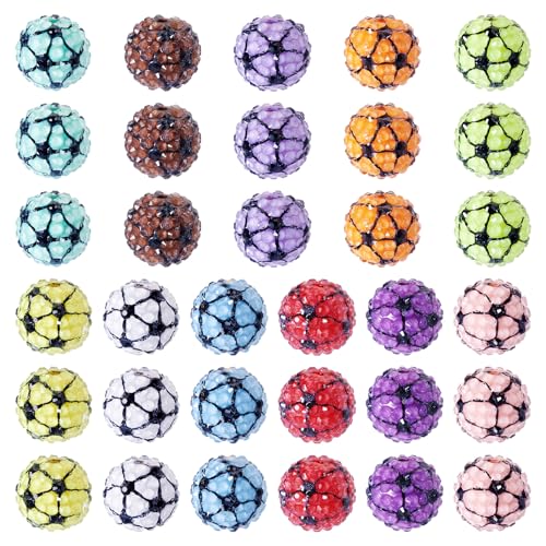 Elecrelive Fußball-Strass-Perlen, Sportball, Discoperlen, 20 mm, rund, bunt, Diamant-Anhänger, Kristall-Harz, Anhänger für DIY-Stifte, Armbänder, Halsketten, Schlüsselanhänger, Schmuckherstellung, 30 Elecrelive Fußball-Strass-Perlen, Sportball, Discoperlen, 20 mm, rund, bunt, Diamant-Anhänger, Kristall-Harz, Anhänger für DIY-Stifte, Armbänder, Halsketten, Schlüsselanhänger, Schmuckherstellung, 30 von EEE ELECRELIVE