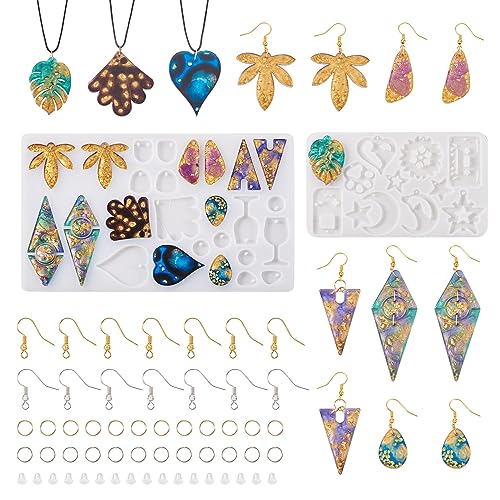 Elecrelive Geometrische Harz-Ohrringformen, Blatt-Herz, Dreieck, Tropfenform, Epoxid-Silikon, Ohrringform mit Ohrhaken, für Damen, DIY, Basteln, Anhänger, Halskette, Schlüsselanhänger, 2 Stück Elecrelive Geometrische Harz-Ohrringformen, Blatt-Herz, Dreieck, Tropfenform, Epoxid-Silikon, Ohrringform mit Ohrhaken, für Damen, DIY, Basteln, Anhänger, Halskette, Schlüsselanhänger, 2 Stück von EEE ELECRELIVE