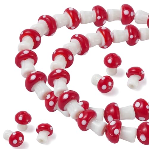 Elecrelive Glasperlen, Pilz, lose Abstandshalter, niedliche Lebensmittel-Ornamente, 25 Stück, zum Basteln, für Halsketten, Ohrringe, Armbänder, 1 Strang, Rot Elecrelive Glasperlen, Pilz, lose Abstandshalter, niedliche Lebensmittel-Ornamente, 25 Stück, zum Basteln, für Halsketten, Ohrringe, Armbänder, 1 Strang, Rot von EEE ELECRELIVE