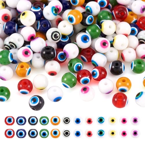 Elecrelive Glasperlen, böser Blick, bunt, rund, 6 mm, 12 Farben, türkischer böser Blick, Anhänger für selbstgemachte Armbänder, Halsketten, Ohrringe, Schmuckherstellung, 240 Stück Elecrelive Glasperlen, böser Blick, bunt, rund, 6 mm, 12 Farben, türkischer böser Blick, Anhänger für selbstgemachte Armbänder, Halsketten, Ohrringe, Schmuckherstellung, 240 Stück von EEE ELECRELIVE