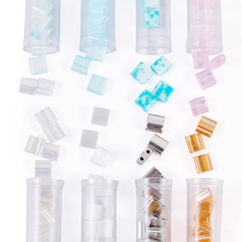 Elecrelive Glasperlen mit 2 Löchern, quadratisch, 8 Farben, glänzende Tila-Perlen, flache Glieder, mehrsträngiges Armband-Set für DIY-Schmuck, Halsketten, Ohrringe, 160 Stück Elecrelive Glasperlen mit 2 Löchern, quadratisch, 8 Farben, glänzende Tila-Perlen, flache Glieder, mehrsträngiges Armband-Set für DIY-Schmuck, Halsketten, Ohrringe, 160 Stück von EEE ELECRELIVE