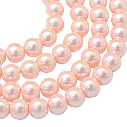 Elecrelive Glasperlen zur Schmuckherstellung, 1 Strang, rund, Perlglanz, lose Abstandshalter für Armband, Halskette, Ohrringe, Hochzeit, Party, Dekoration, PeachPuff von EEE ELECRELIVE