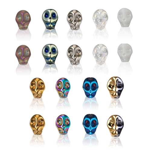 Elecrelive Halloween-Totenkopf-Perlen, Skelettkopf, Glasperlen, 9 Stile, Gothic-Charms für Halsketten, Armbänder, Ohrringe, Schmuckherstellung, 180 Stück Elecrelive Halloween-Totenkopf-Perlen, Skelettkopf, Glasperlen, 9 Stile, Gothic-Charms für Halsketten, Armbänder, Ohrringe, Schmuckherstellung, 180 Stück von EEE ELECRELIVE