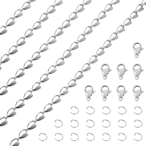 Elecrelive Herzgliederkette, Edelstahl, 9 x 5,5 mm, mit Karabinerverschlüssen, Bindering-Set für Damen, Halskette, Armband, DIY-Schmuck Elecrelive Herzgliederkette, Edelstahl, 9 x 5,5 mm, mit Karabinerverschlüssen, Bindering-Set für Damen, Halskette, Armband, DIY-Schmuck von EEE ELECRELIVE