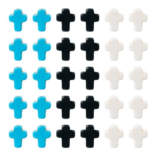 Elecrelive Kreuzperlen, Kruzifix, Osterperlen, synthetischer türkisfarbener Stein für religiöse Armbänder, Halsketten, Ohrringe, DIY-Schmuckherstellung, 60 Stück Elecrelive Kreuzperlen, Kruzifix, Osterperlen, synthetischer türkisfarbener Stein für religiöse Armbänder, Halsketten, Ohrringe, DIY-Schmuckherstellung, 60 Stück von EEE ELECRELIVE