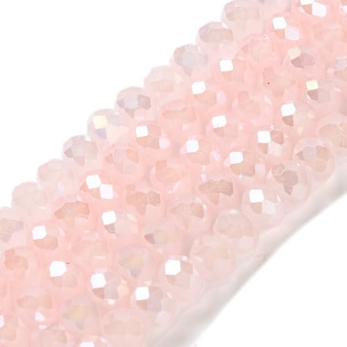 Elecrelive Kristallglasperlen, 6 mm, facettierte Kristallperlen, hellrosa, gebackene Farbe, Glas-Abstandshalter für DIY-Armbänder, Halsketten, Ohrringe, Schlüsselanhänger, Zubehör, 20 Stränge von EEE ELECRELIVE