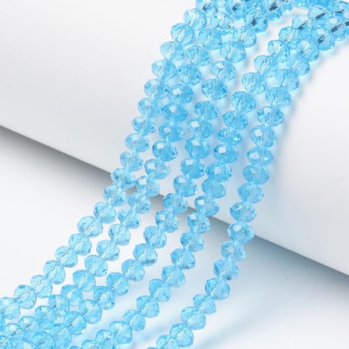 Elecrelive Kristallglasperlen zum Basteln, 6 mm, facettierte Rondelle-Kristallperlen, lose Abstandshalter, Kristalle, 830 Stück, für Armbänder, Halsketten, Schmuck, Sonnenfänger (Cyan) von EEE ELECRELIVE