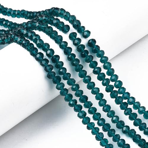 Elecrelive Kristallglasperlen zum Basteln, 6 mm, facettierte Rondelle-Kristallperlen, lose Abstandshalter, Kristalle, 830 Stück, für Armbänder, Halsketten, Schmuck, Sonnenfänger (Dunkelcyan) von EEE ELECRELIVE