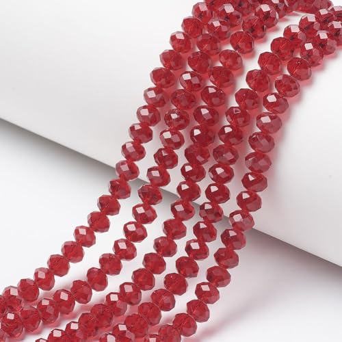 Elecrelive Kristallglasperlen zum Basteln, 6 mm, facettierte Rondelle-Kristallperlen, lose Abstandshalter, Kristalle, 830 Stück, für Armbänder, Halsketten, Schmuck, Sonnenfänger (Feuerziegel) von EEE ELECRELIVE