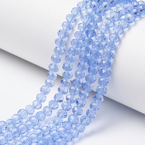 Elecrelive Kristallglasperlen zum Basteln, 6 mm, facettierte Rondelle-Kristallperlen, lose Abstandshalter, Kristalle, 830 Stück, für Armbänder, Halsketten, Schmuck, Sonnenfänger (Hellhimmelblau) von EEE ELECRELIVE