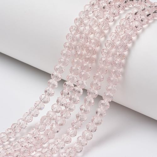 Elecrelive Kristallglasperlen zum Basteln, 6 mm, facettierte Rondelle-Kristallperlen, lose Abstandshalter, Kristalle, 830 Stück, für Armbänder, Halsketten, Schmuck, Sonnenfänger (Hellrosa) von EEE ELECRELIVE