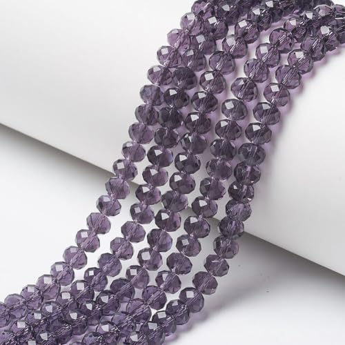 Elecrelive Kristallglasperlen zum Basteln, 6 mm, facettierte Rondelle-Kristallperlen, lose Abstandshalter, Kristalle, 830 Stück, für Armbänder, Halsketten, Schmuck, Sonnenfänger (Mittelviolett) von EEE ELECRELIVE