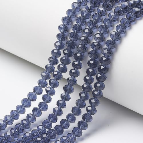 Elecrelive Kristallglasperlen zum Basteln, 6 mm, facettierte Rondelle-Kristallperlen, lose Abstandshalter, Kristalle, 830 Stück, für Armbänder, Halsketten, Schmuck, Sonnenfänger (Schieferblau) von EEE ELECRELIVE