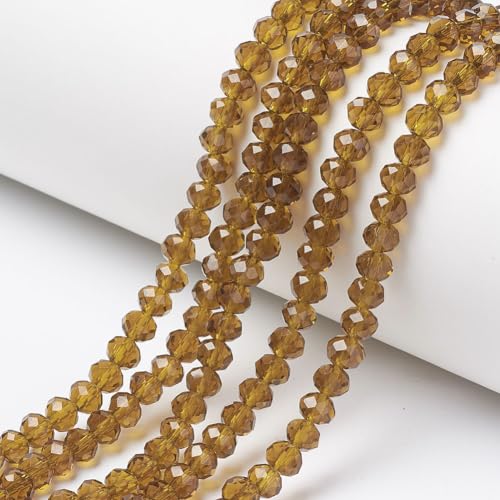Elecrelive Kristallglasperlen zum Basteln, 6 mm, facettierte Rondelle-Kristallperlen, lose Abstandshalter, Kristalle, 830 Stück, für Armbänder, Halsketten, Schmuck, Sonnenfänger (dunkle Goldrute) von EEE ELECRELIVE