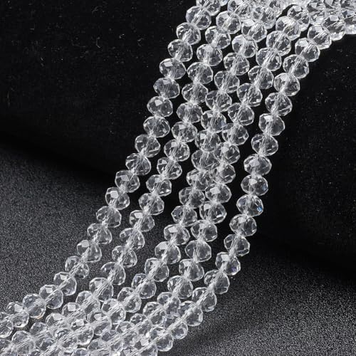 Elecrelive Kristallglasperlen zum Basteln, 6 mm, facettierte Rondelle-Kristallperlen, lose Abstandshalter, Kristalle, 830 Stück, für Armbänder, Halsketten, Schmuck, Sonnenfänger (transparent) von EEE ELECRELIVE