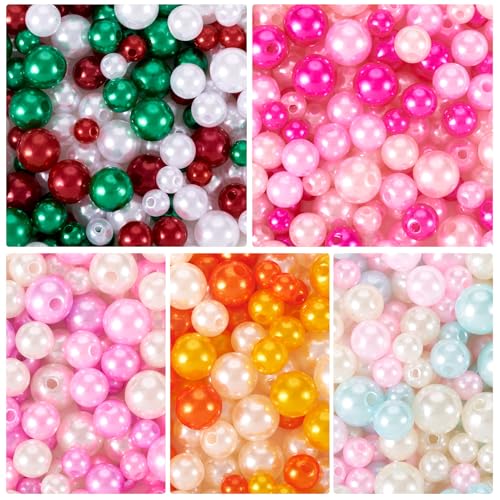 Elecrelive Kunststoffperlen, 6–10 mm, rund, Perlglanz, lose Perlen, Rosa, Rot, Lila, Grün, lose Abstandshalter für Armband, Halskette, Ohrringe, Hochzeit, Party, Dekoration, 400 Stück Elecrelive Kunststoffperlen, 6–10 mm, rund, Perlglanz, lose Perlen, Rosa, Rot, Lila, Grün, lose Abstandshalter für Armband, Halskette, Ohrringe, Hochzeit, Party, Dekoration, 400 Stück von EEE ELECRELIVE