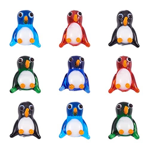 Elecrelive Lampwork-Perlen im Cartoon-Pinguin-Design, bunte Glasperlen, niedliche Pinguin-Anhänger zum Basteln, für Halsketten, Ohrringe, Armbänder, 10 Stück von EEE ELECRELIVE