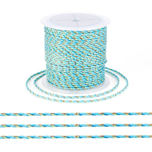Elecrelive Makramee-Schnur, metallisch, 1,5 mm, 4-lagig, Polyester, gedrehte Schnur, bunte Makramee-Schnur für Armbänder, Geschenkverpackungen, Wandbehang, Pflanzenaufhänger, Helltürkis Elecrelive Makramee-Schnur, metallisch, 1,5 mm, 4-lagig, Polyester, gedrehte Schnur, bunte Makramee-Schnur für Armbänder, Geschenkverpackungen, Wandbehang, Pflanzenaufhänger, Helltürkis von EEE ELECRELIVE