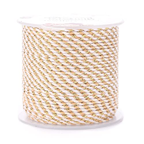 Elecrelive Makramee-Schnur aus Metallic, 1,5 mm, 4-lagig, Polyester, gedrehte Schnur, bunte Makramee-Schnur für Armbänder, Geschenkverpackungen, Wandbehang, Pflanzenaufhänger, Beige Elecrelive Makramee-Schnur aus Metallic, 1,5 mm, 4-lagig, Polyester, gedrehte Schnur, bunte Makramee-Schnur für Armbänder, Geschenkverpackungen, Wandbehang, Pflanzenaufhänger, Beige von EEE ELECRELIVE