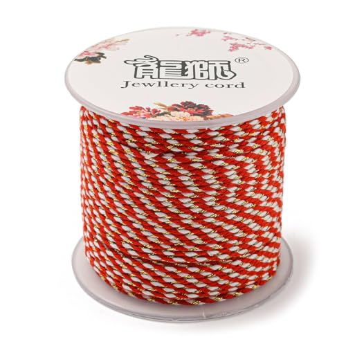 Elecrelive Makramee-Schnur aus Metallic, 1,5 mm, 4-lagig, Polyester, gedrehte Schnur, bunte Makramee-Schnur für Armbänder, Geschenkverpackungen, Wandbehang, Pflanzenaufhänger, Rot, 20 m Elecrelive Makramee-Schnur aus Metallic, 1,5 mm, 4-lagig, Polyester, gedrehte Schnur, bunte Makramee-Schnur für Armbänder, Geschenkverpackungen, Wandbehang, Pflanzenaufhänger, Rot, 20 m von EEE ELECRELIVE