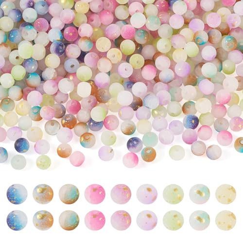 Elecrelive Milchglasperlen für Schmuck, 6 mm, Glitzerpulver, matte Kristallperlen, 9 Farben, bemalte Crackle-Glaskristalle für Freundschaftsarmbänder, Ohrringe, Halsketten, Basteln, 540 Stück Elecrelive Milchglasperlen für Schmuck, 6 mm, Glitzerpulver, matte Kristallperlen, 9 Farben, bemalte Crackle-Glaskristalle für Freundschaftsarmbänder, Ohrringe, Halsketten, Basteln, 540 Stück von EEE ELECRELIVE