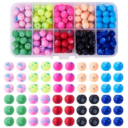 Elecrelive Milchglasperlen für Schmuck, 8 mm, matt, Kristallperlen, 10 Farben, lose Abstandshalter, Kristalle für Freundschaftsarmbänder, Ohrringe, Halsketten, Basteln, 200 Stück von EEE ELECRELIVE