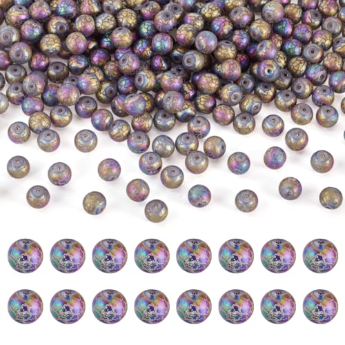 Elecrelive Milchglasperlen für Schmuck, rissige, matte galvanisierte Bastelperlen, bunte, runde lose Kristalle für Freundschaftsarmbänder, Ohrringe, Halsketten, Bastelarbeiten, 8 mm, 300 Stück Elecrelive Milchglasperlen für Schmuck, rissige, matte galvanisierte Bastelperlen, bunte, runde lose Kristalle für Freundschaftsarmbänder, Ohrringe, Halsketten, Bastelarbeiten, 8 mm, 300 Stück von EEE ELECRELIVE