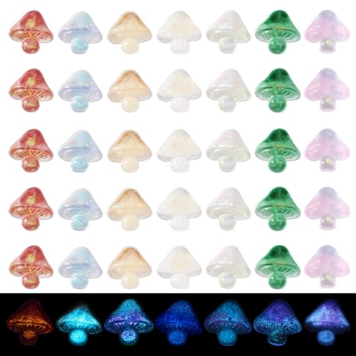 Elecrelive Mini-Pilz-Cabochons mit flacher Rückseite, flache Rückseite, Kunstharz-Pilz-Charms, 7 Farben, leuchten im Dunkeln, für Schmuck, Handyhüllen, Scrapbooking, Haar-Accessoires, 70 Stück Elecrelive Mini-Pilz-Cabochons mit flacher Rückseite, flache Rückseite, Kunstharz-Pilz-Charms, 7 Farben, leuchten im Dunkeln, für Schmuck, Handyhüllen, Scrapbooking, Haar-Accessoires, 70 Stück von EEE ELECRELIVE