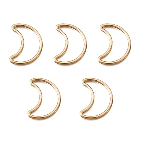 Elecrelive Mond-Anhänger, 14 Karat Gold, gefüllte Verbindungsringe, Halbmond, offene Lünette, blanko, Anhänger für dauerhaften Schmuck, DIY, Armband, Halskette, Ohrringe, 5 Stück von EEE ELECRELIVE