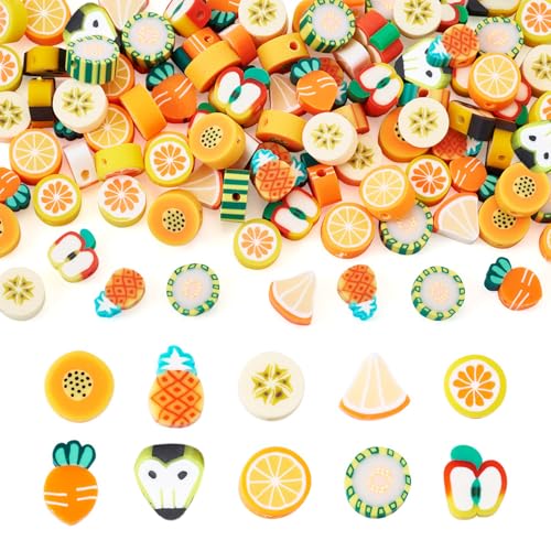 Elecrelive Perlen für Armbänder, gemischte Obstanhänger, Ananas, Orange, Karotte, Apfel, Birne, Abstandshalter, Perlen für Halsketten, Armbänder, Ohrringe, Schlüsselanhänger, 100 Stück Elecrelive Perlen für Armbänder, gemischte Obstanhänger, Ananas, Orange, Karotte, Apfel, Birne, Abstandshalter, Perlen für Halsketten, Armbänder, Ohrringe, Schlüsselanhänger, 100 Stück von EEE ELECRELIVE