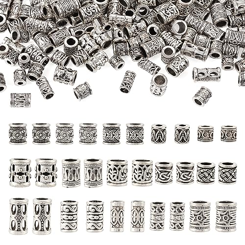 Elecrelive Perlen mit großem Loch, tibetische Metalllegierung, lose Perlen, 15 Stile, für europäische Armbänder, Halsketten, Schmuckherstellung, Antik-Silber, 150 Stück von EEE ELECRELIVE