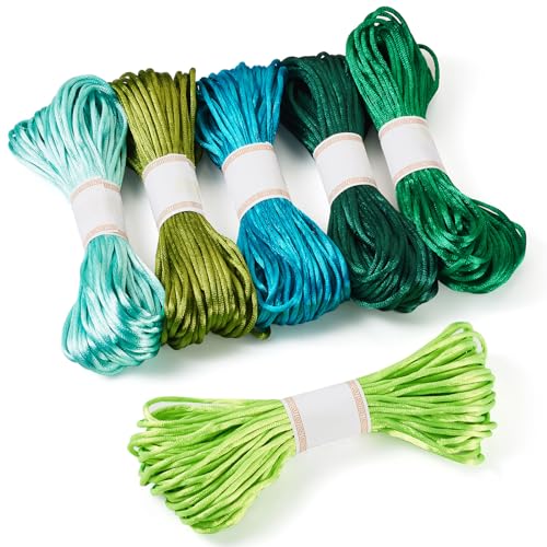 Elecrelive Rattail-Seidenschnur, Stickgarn, Armbandschnur, 3 mm, blau, grün, Kreuzstichfäden für Kumihimo-Schlüsselbänder, Schmuckherstellung, 126 Meter Elecrelive Rattail-Seidenschnur, Stickgarn, Armbandschnur, 3 mm, blau, grün, Kreuzstichfäden für Kumihimo-Schlüsselbänder, Schmuckherstellung, 126 Meter von EEE ELECRELIVE