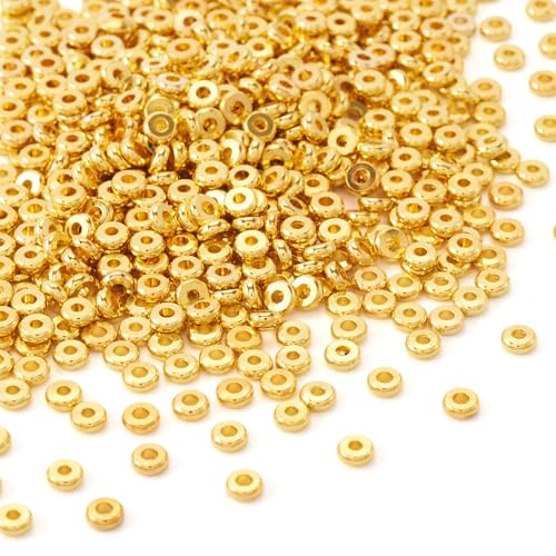 Elecrelive Rondelle-Abstandshalter, 4 mm, goldene lose Perlen, Metall-Schmuck-Abstandshalter für Schmuck, Armbänder, Halsketten, 500 Stück von EEE ELECRELIVE