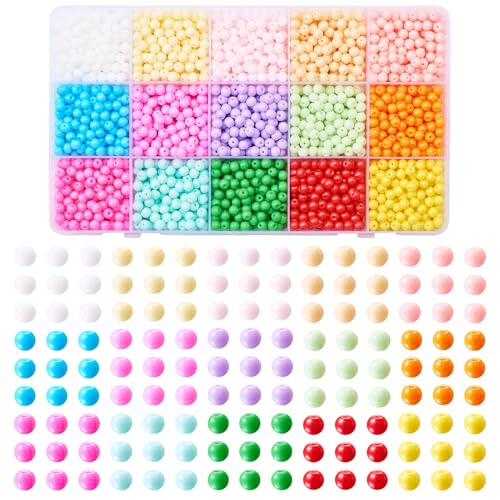 Elecrelive Runde Glasperlen für Schmuckherstellung, 15 Farben, zum Backen bemalt, 4 mm, für Freundschaftsarmbänder, Ohrringe, Halsketten, Basteln, 2400 Stück Elecrelive Runde Glasperlen für Schmuckherstellung, 15 Farben, zum Backen bemalt, 4 mm, für Freundschaftsarmbänder, Ohrringe, Halsketten, Basteln, 2400 Stück von EEE ELECRELIVE