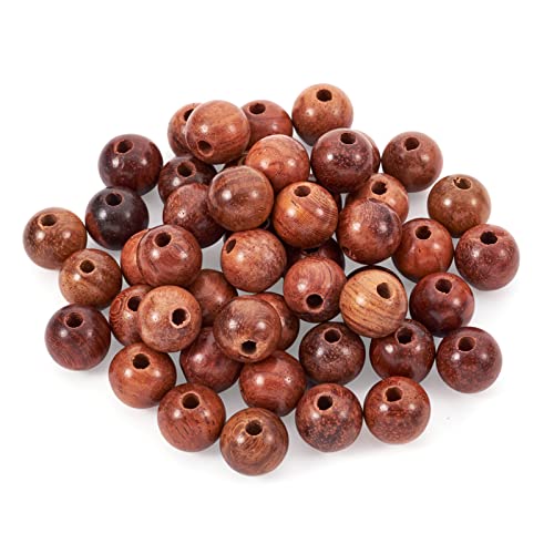 Elecrelive Runde Naturholzperlen, 10 mm, braun, gewachst, Abstandshalter, lose Perlen für Ostern, Armband, Gebet, Schmuck, Heimdekoration, 100 Stück von EEE ELECRELIVE