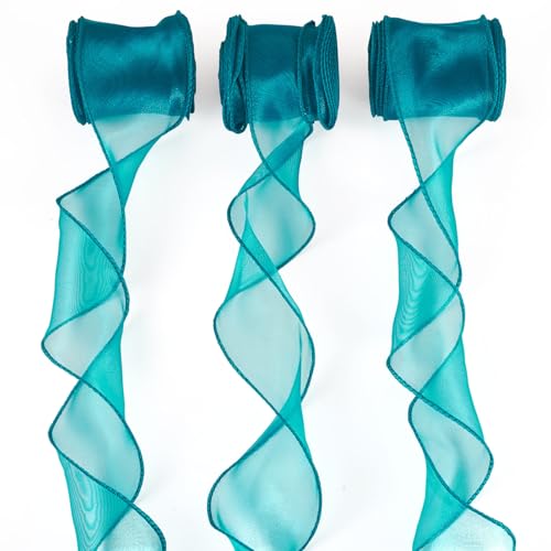 Elecrelive Schillernde Chiffonbänder, Kadettblau, durchscheinendes Drahtband, 6,9 cm, schimmernder Rand, Spitze für Blumen, Blumenstrauß, Geschenkverpackung, Kostüm, DIY, Hochzeit, Handwerk, 27,8 m Elecrelive Schillernde Chiffonbänder, Kadettblau, durchscheinendes Drahtband, 6,9 cm, schimmernder Rand, Spitze für Blumen, Blumenstrauß, Geschenkverpackung, Kostüm, DIY, Hochzeit, Handwerk, 27,8 m von EEE ELECRELIVE