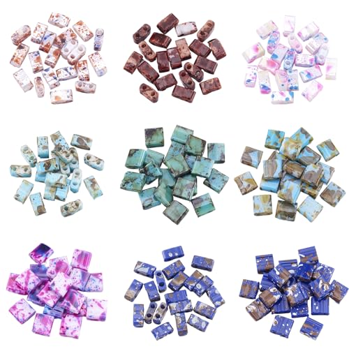 Elecrelive Tila-Perlen mit 2 Löchern, flach, rechteckig, quadratisch, mehrsträngig, Armband-Set für selbstgemachte Schmuckherstellung, Halsketten, Ohrringe, 180 Stück Elecrelive Tila-Perlen mit 2 Löchern, flach, rechteckig, quadratisch, mehrsträngig, Armband-Set für selbstgemachte Schmuckherstellung, Halsketten, Ohrringe, 180 Stück von EEE ELECRELIVE