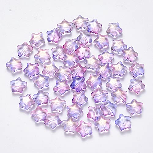 Elecrelive Transparente Glas-Sternperlen, Glas-Kristall-Stern, lose Perlen, bunte Sternform, Abstandshalter für selbstgemachte Halsketten, Armbänder, Schmuckherstellung, Loch: 1 mm (Flieder, mit Elecrelive Transparente Glas-Sternperlen, Glas-Kristall-Stern, lose Perlen, bunte Sternform, Abstandshalter für selbstgemachte Halsketten, Armbänder, Schmuckherstellung, Loch: 1 mm (Flieder, mit von EEE ELECRELIVE