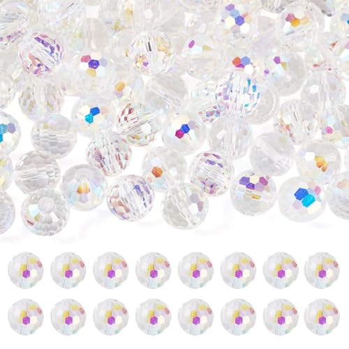 Elecrelive Transparente Glasperlen für Schmuck, 10 mm, rund, facettiert, Kristallperlen, klare AB-Farbe, facettiert, lose Kristalle für Armbänder, Ohrringe, Halsketten, Bastelarbeiten, 80 Stück Elecrelive Transparente Glasperlen für Schmuck, 10 mm, rund, facettiert, Kristallperlen, klare AB-Farbe, facettiert, lose Kristalle für Armbänder, Ohrringe, Halsketten, Bastelarbeiten, 80 Stück von EEE ELECRELIVE