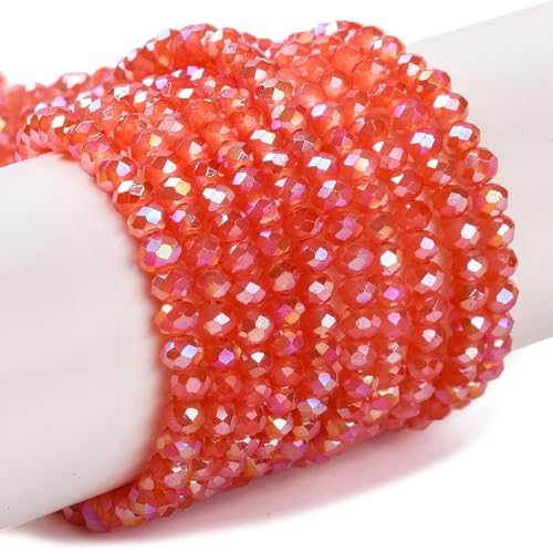 Elecrelive facettierte Glasperlen für Schmuckherstellung, 3 mm, Kristallperlen, Tomaten, gebackene Farbe, Glas-Abstandshalter für DIY-Armbänder, Halsketten, Ohrringe, Schlüsselanhänger, Zubehör, 20 von EEE ELECRELIVE