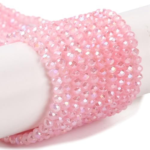 Elecrelive facettierte Glasperlen für Schmuckherstellung, 3 mm, Rondelle, Kristallperlen, Flamingo, gebackene Farbe, Glas-Abstandshalter für DIY-Armbänder, Halsketten, Ohrringe, Schlüsselanhänger von EEE ELECRELIVE