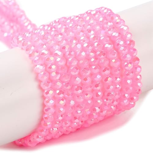 Elecrelive facettierte Glasperlen für Schmuckherstellung, 3 mm, Rondelle-Kristallperlen, Perlen, rosa gebackene Farbe, Glas-Abstandshalter für DIY-Armbänder, Halsketten, Ohrringe, Schlüsselanhänger von EEE ELECRELIVE