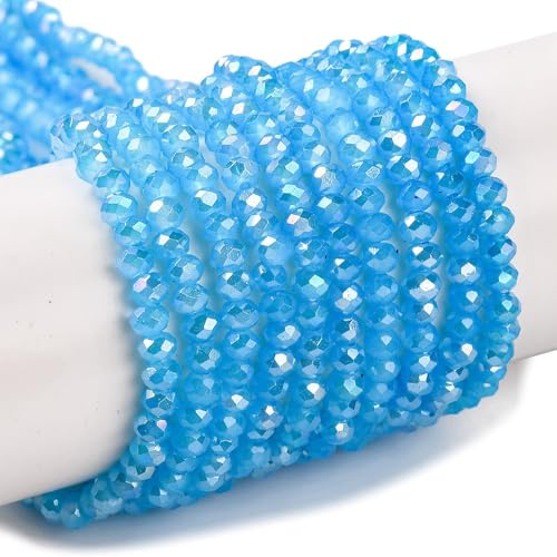 Elecrelive facettierte Glasperlen für Schmuckherstellung, 3 mm, Rondelle-Kristallperlen, dunkelblau, gebackene Farbe, Glasabstandshalter für DIY-Armbänder, Halsketten, Ohrringe, Schlüsselanhänger von EEE ELECRELIVE