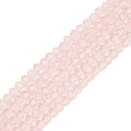 Elecrelive facettierte Rondelle-Glasperlen, 4 mm, Briolette-Kristallglasperlen, lose Abstandshalter, Kristalle, 1100 Stück, für Armbänder, Halsketten, Schmuck, Sonnenfänger, Basteln (Rosa) von EEE ELECRELIVE