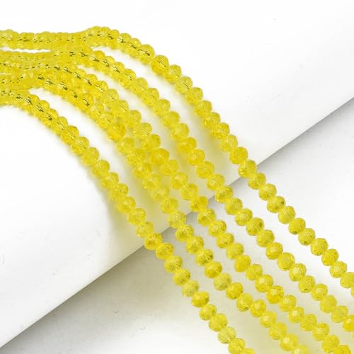 Elecrelive facettierte Rondelle-Glasperlen, 4 mm, Briolette-Kristallglasperlen, lose Abstandshalter, Kristalle, 1100 Stück, für Armbänder, Halsketten, Schmuck, Sonnenfänger, Basteln (gelb) von EEE ELECRELIVE