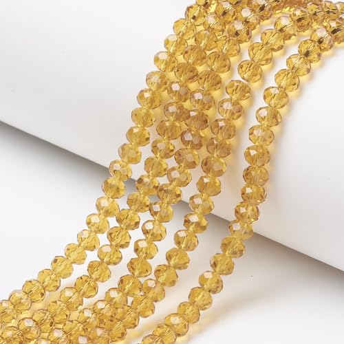 Elecrelive facettierte Rondelle-Glasperlen, 4 mm, Briolette-Kristallglasperlen, lose Abstandshalter, Kristalle, 1100 Stück, für Armbänder, Halsketten, Schmuck, Sonnenfänger, Handwerk (Goldenrod) von EEE ELECRELIVE